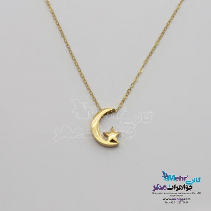 Gold necklace - Moon and Stars design-MM1789